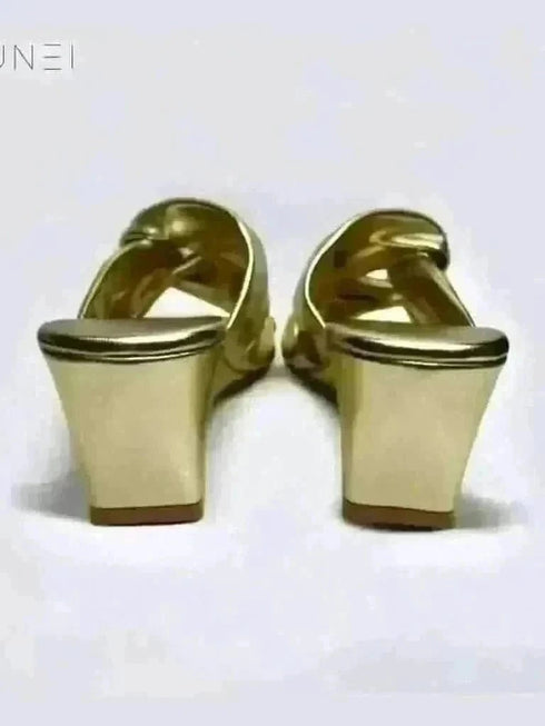 Womens Wrapped in Gold Wedges